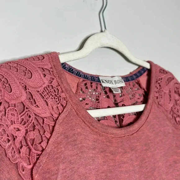 Women's Lace Detail Sweatshirt - Knox Rose Pink Size XXL - Picture 7 of 10